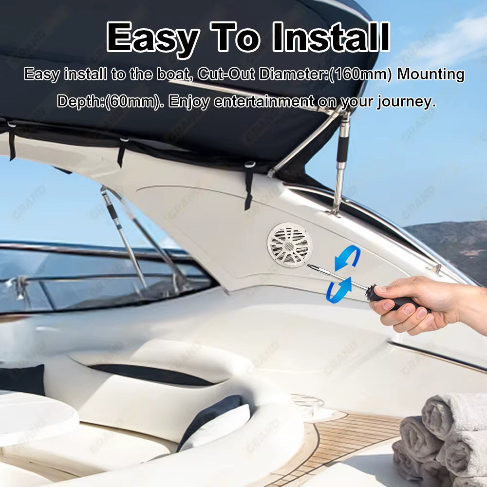 6.5 Inch Marine Speakers 1PCS 120W Waterproof Weather Resistant Stereo Boat Speakers for Yachts Golf Cart ATV UTV Ship Sauna
