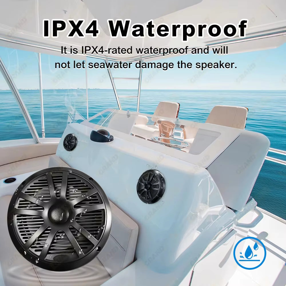 6.5 Inch Marine Speakers 1PCS 120W Waterproof Weather Resistant Stereo Boat Speakers for Yachts Golf Cart ATV UTV Ship Sauna